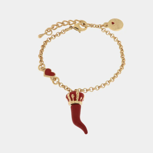 Bracciale in Metallo con cornetto rosso e corona - BYSIMON gioielli