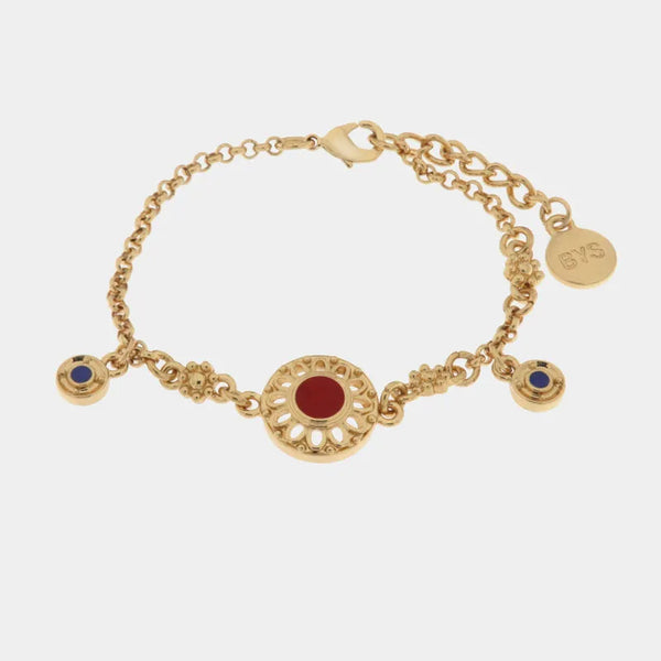Bracciale in Metallo in stile antico blu e rosso - BYSIMON gioielli