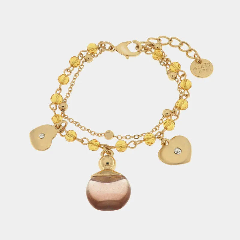 Bracciale in Metallo con profumo rosa per pietre gialle