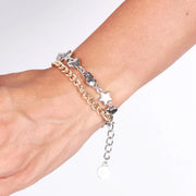 Bracciale in Metallo doppia catena con stelle e cuori