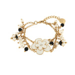 Bracciale in Metallo doppia catena con fiore