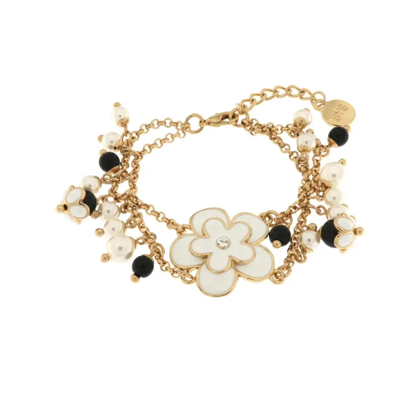 Bracciale in Metallo doppia catena con fiore