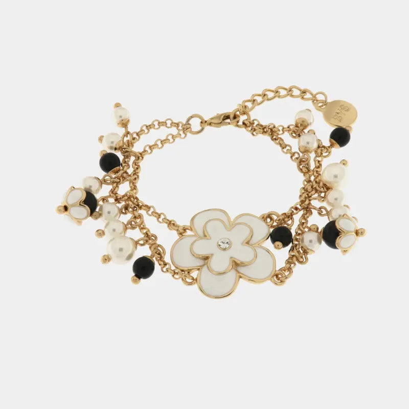 Bracciale in Metallo doppia catena con fiore