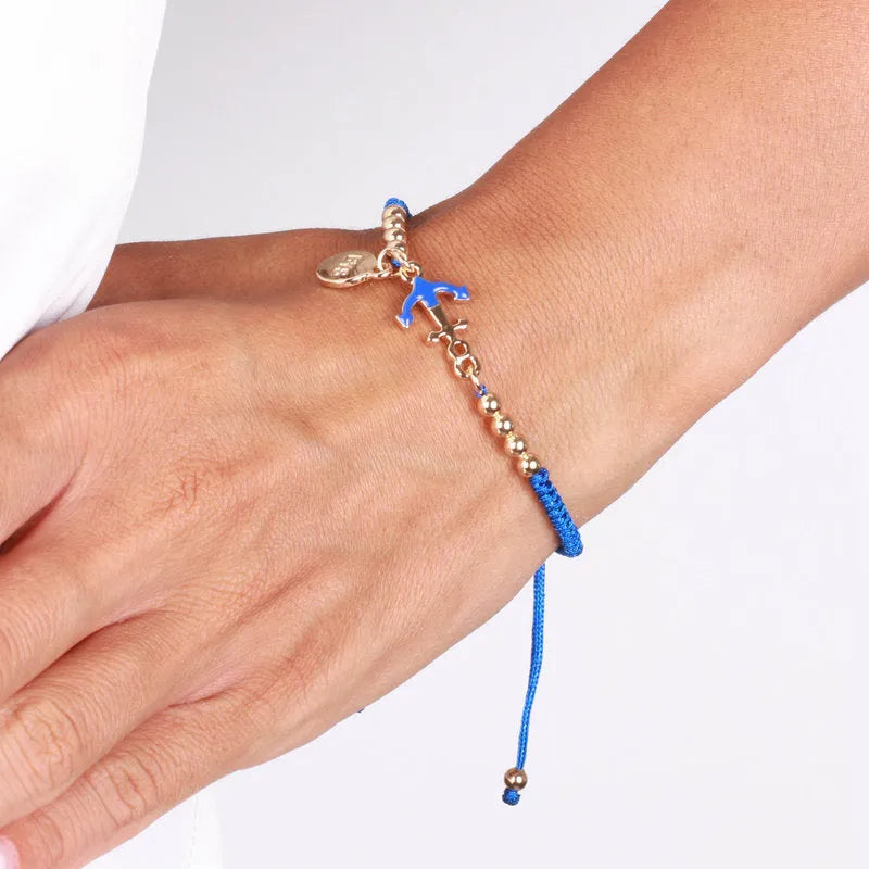 Bracciale in Metallo con ancora e cordino blu - BYSIMON gioielli