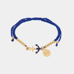 Bracciale in Metallo con ancora e cordino blu - BYSIMON gioielli