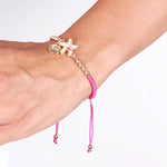 Bracciale in Metallo cordino rosa con stella marina - BYSIMON gioielli