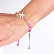 Bracciale in Metallo cordino rosa con stella marina