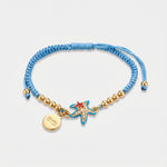 Bracciale in Metallo cordino azzurro con stella marina - BYSIMON gioielli