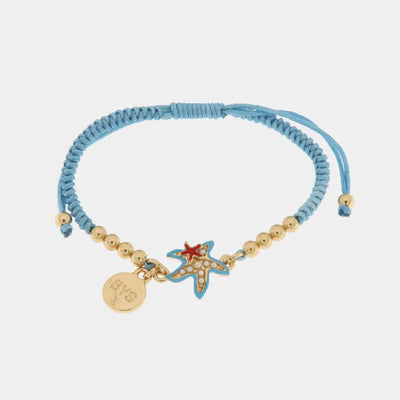 Bracciale in Metallo cordino azzurro con stella marina - BYSIMON gioielli