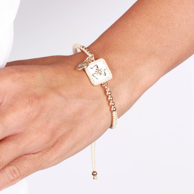 Bracciale in Metallo con trinacria e cordino bianco SICILY - gioiello BySimon