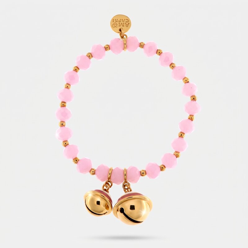 Bracciale in Metallo con sonagli e pietre rosa