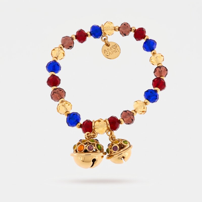 Bracciale in Metallo con sonagli e pietre colorate