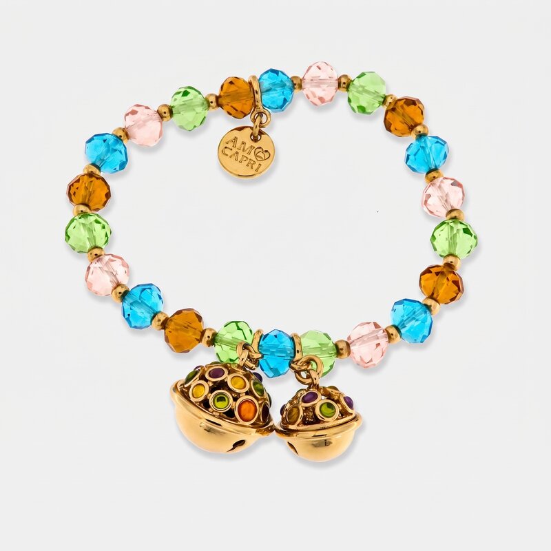 Bracciale in Metallo con sonagli e pietre colorate