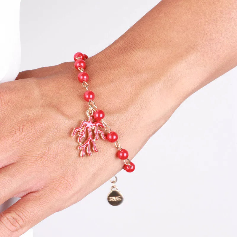 Bracciale in Metallo con ramo di corallo BYS - gioiello BySimon