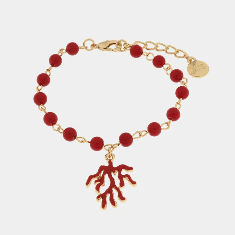Bracciale in Metallo con ramo di corallo BYS - gioiello BySimon