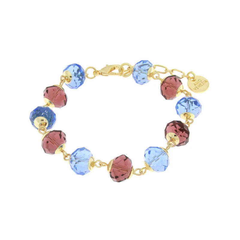 Bracciale in Metallo con cristalli azzurri e rossi - BYSIMON gioielli