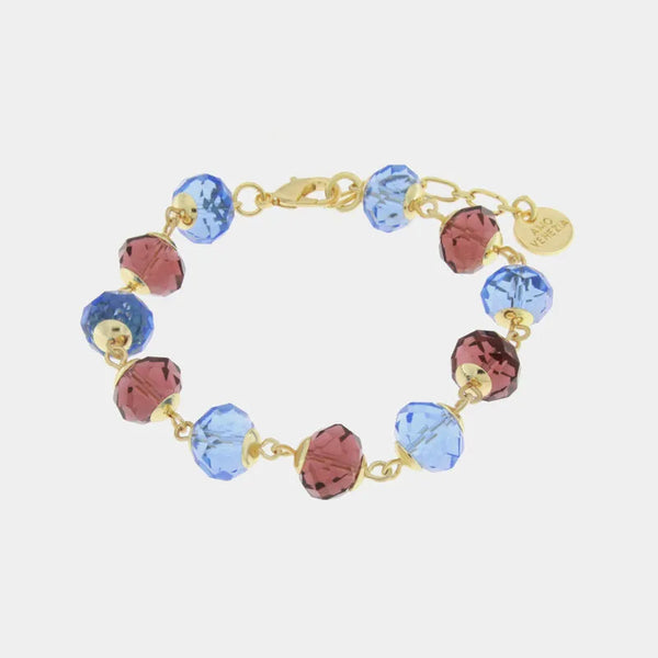 Bracciale in Metallo con cristalli azzurri e rossi - BYSIMON gioielli