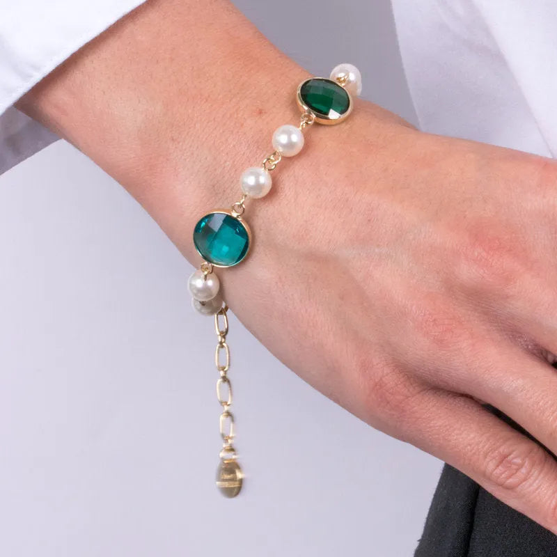 Bracciale in Metallo con perline e cristalli - BYSIMON gioielli