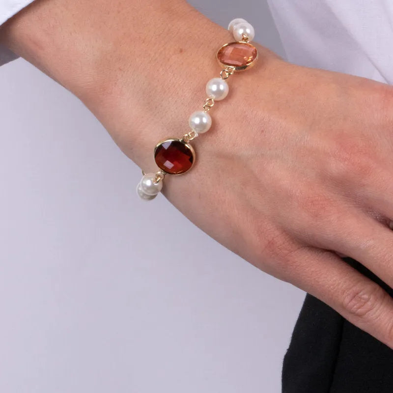 Bracciale in Metallo con perline e cristalli - BYSIMON gioielli