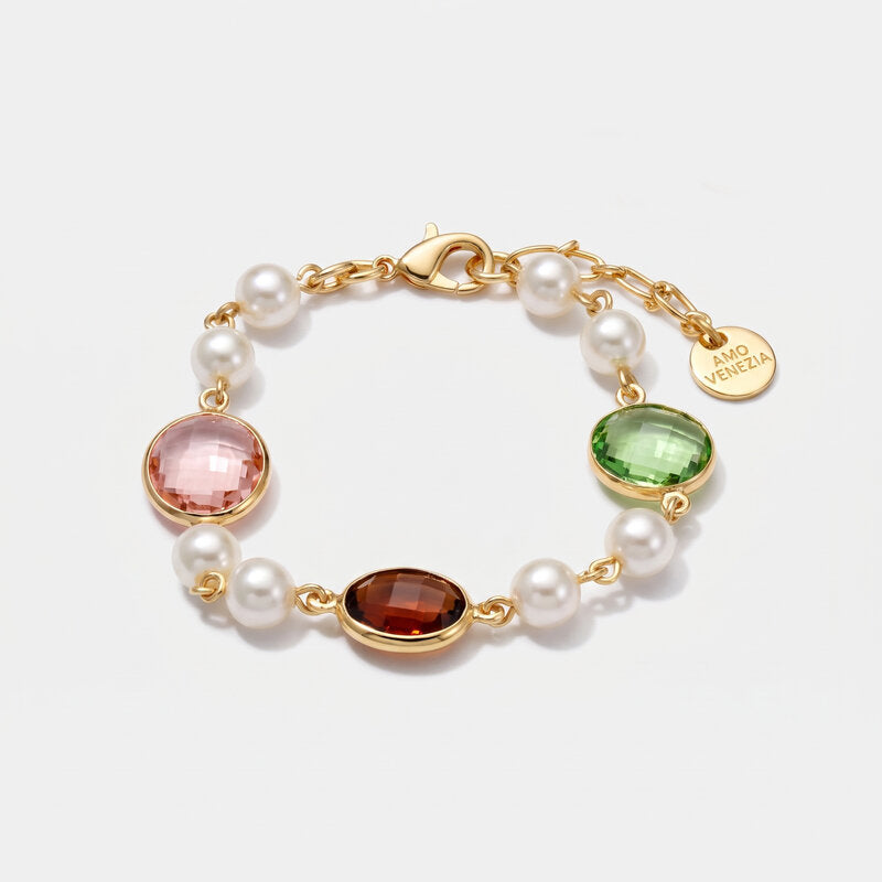 Bracciale in Metallo con perline e cristalli - BYSIMON gioielli
