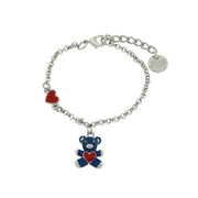 Bracciale in Metallo con orsetto blu e cuore rosso