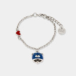 Bracciale in Metallo con campanella a forma di orso blu e cuore rosso - BYSIMON gioielli