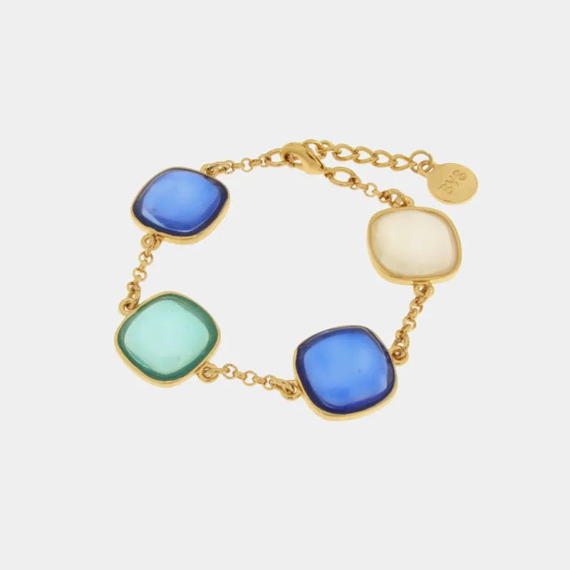 Bracciale in Metallo con cristalli quadrati blu - BYSIMON gioielli