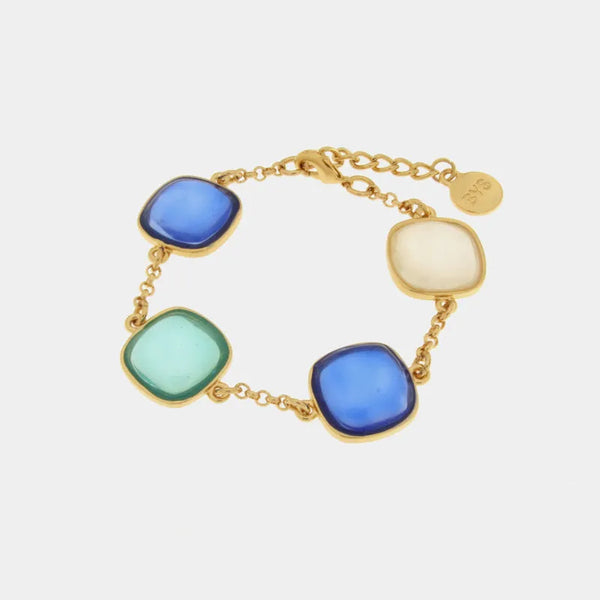 Bracciale in Metallo con cristalli quadrati blu - BYSIMON gioielli