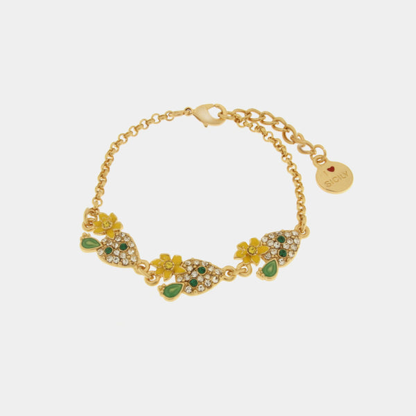 Bracciale in Metallo con cactus e cristalli colorati - BYSIMON gioielli
