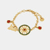 Bracciale in Metallo con ruota e Sicilia con cristalli verdi e rossi