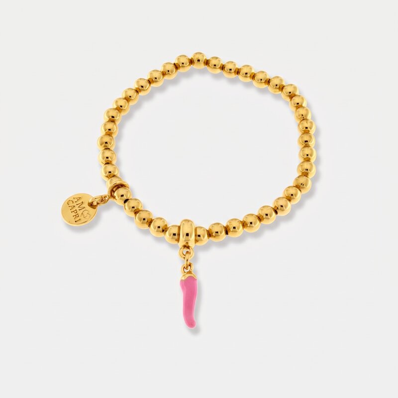 Bracciale in Metallo con cornetto rosa - BYSIMON gioielli