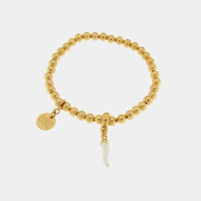 Bracciale con cornetto bianco portafortuna in metallo | corni napoletani | BYSIMON