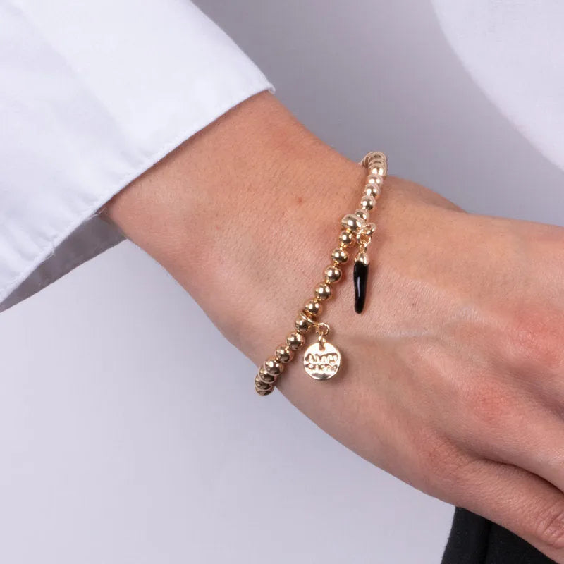 Bracciale in Metallo con cornetto nero - BYSIMON gioielli