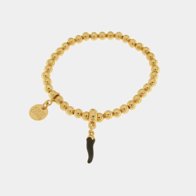 Bracciale in Metallo con cornetto nero - BYSIMON gioielli