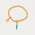 Bracciale in Metallo con cornetto turchese - BYSIMON gioielli