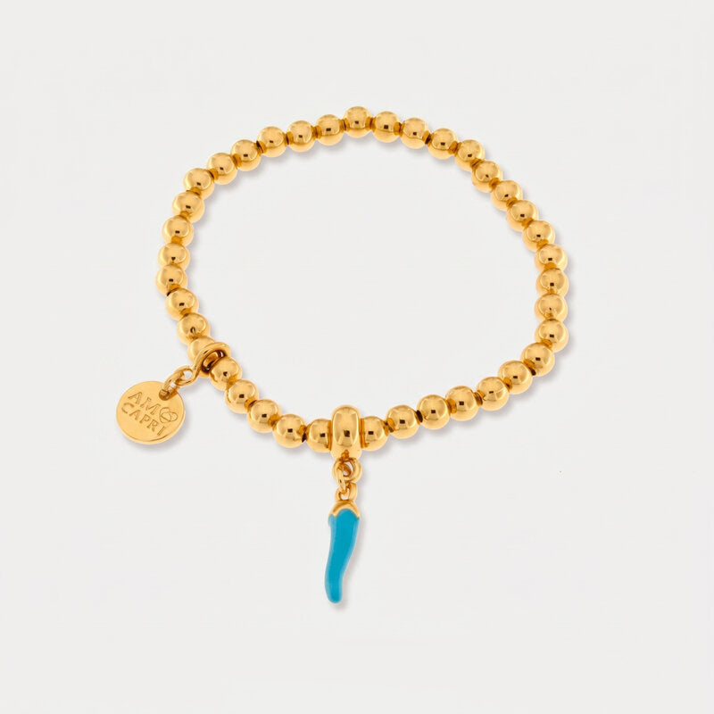 Bracciale in Metallo con cornetto turchese - BYSIMON gioielli