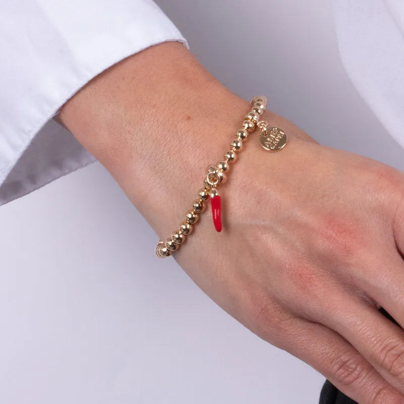 Bracciale in Metallo con cornetto rosso - BYSIMON gioielli