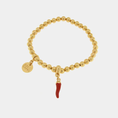 Bracciale con cornetto rosso napoletano in metallo | cornetto napoletano portafortuna | BYSIMON