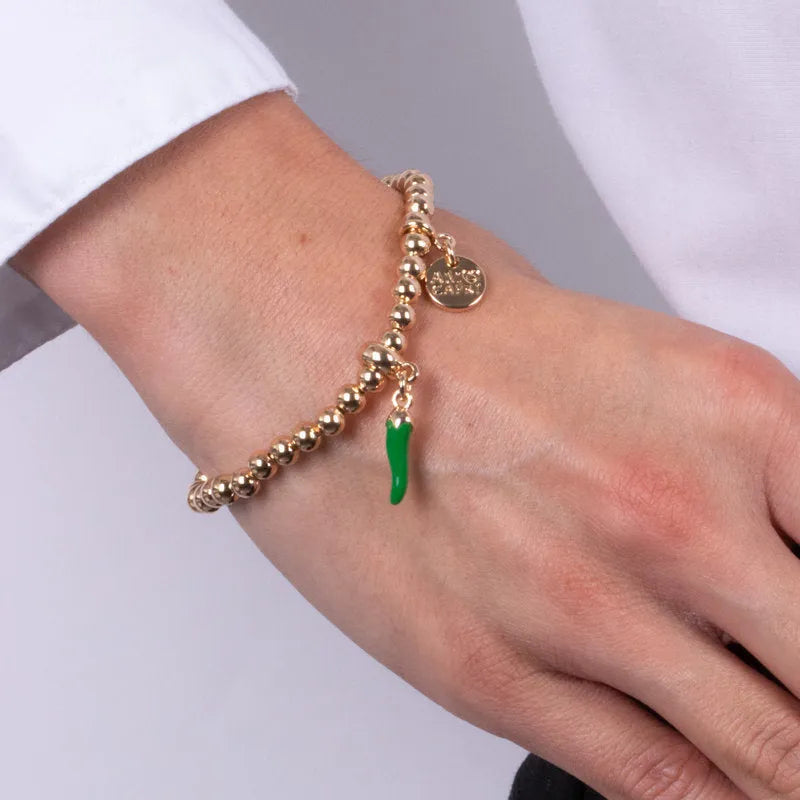 Bracciale in Metallo con cornetto verde AMONAPOLI - gioiello BySimon