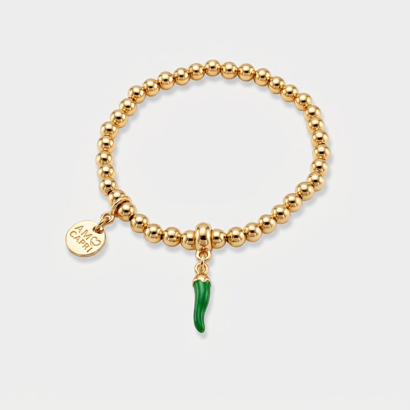 Bracciale in Metallo con cornetto verde - BYSIMON gioielli