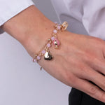 Bracciale multifilo pumo pugliese con pietre rosa | pumi pugliesi | BYSIMON