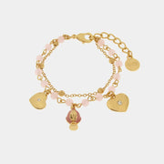 Bracciale in Metallo multifilo con pumo e pietre rosa