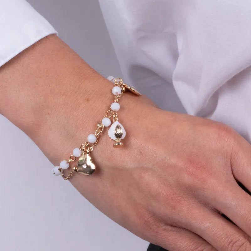 Bracciale in Metallo multifilo con pumo e pietre bianche BYS - gioiello BySimon