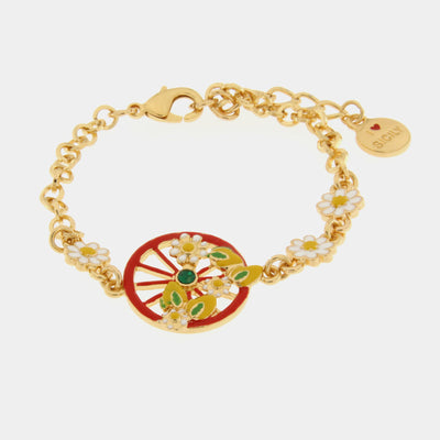 Bracciale con ruota rossa limoni e fiori | gioiello per laurea | BYSIMON