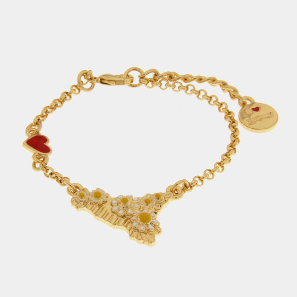 Bracciale in Metallo con sicilia e fiori - BYSIMON gioielli