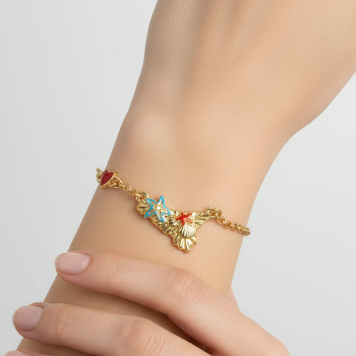 Bracciale in Metallo con sicilia e stelle marine - BYSIMON gioielli