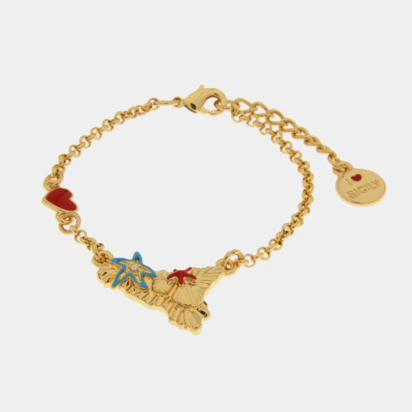 Bracciale in Metallo con sicilia e stelle marine - BYSIMON gioielli