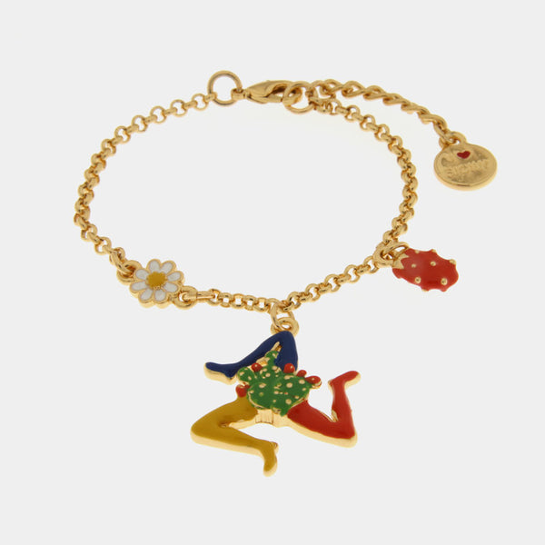 Bracciale in Metallo con trinacria e cactus - BYSIMON gioielli