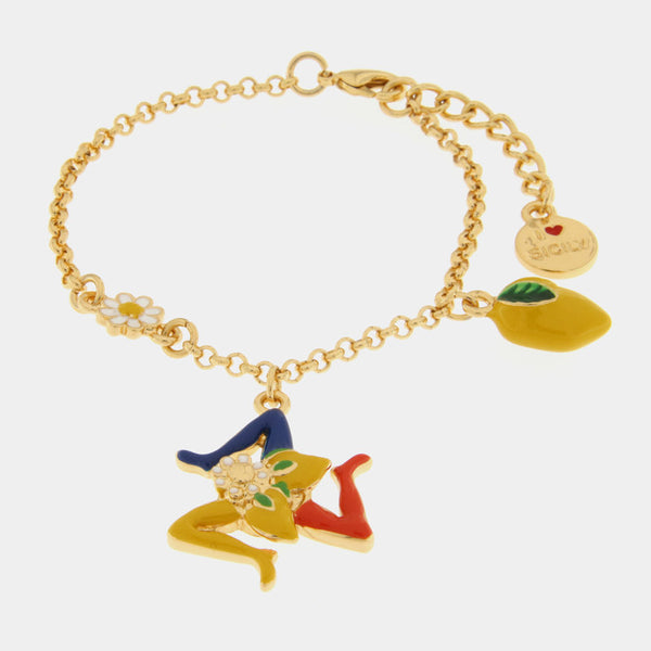 Bracciale in Metallo con trinacria e limoni - BYSIMON gioielli