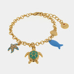 Bracciale in Metallo con tartaruga verde, pesce e stella marina SICILY - gioiello BySimon